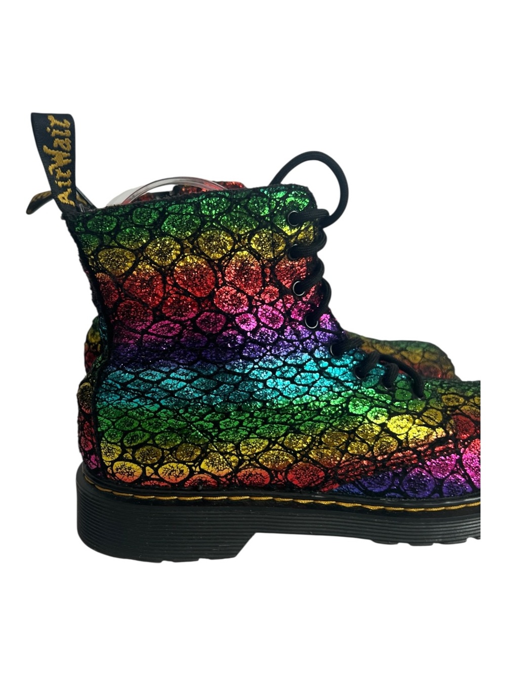Dr Martens 1460 Pascaly Black + Rainbow Spot Metallic Suede Size 6 - Picture 4 of 13